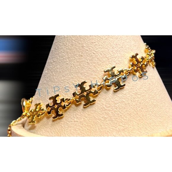 NEW!!!  Tory Burch Gold Kira Logo Clain Bracelet! - Picture 1 of 3